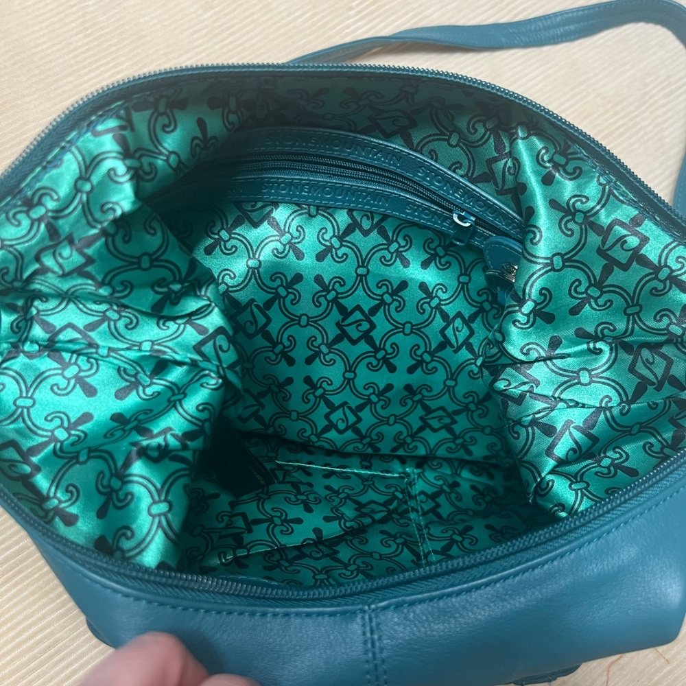 Stone Mountain Teal Genuine Leather Hobo Bag - Picture 6 of 8